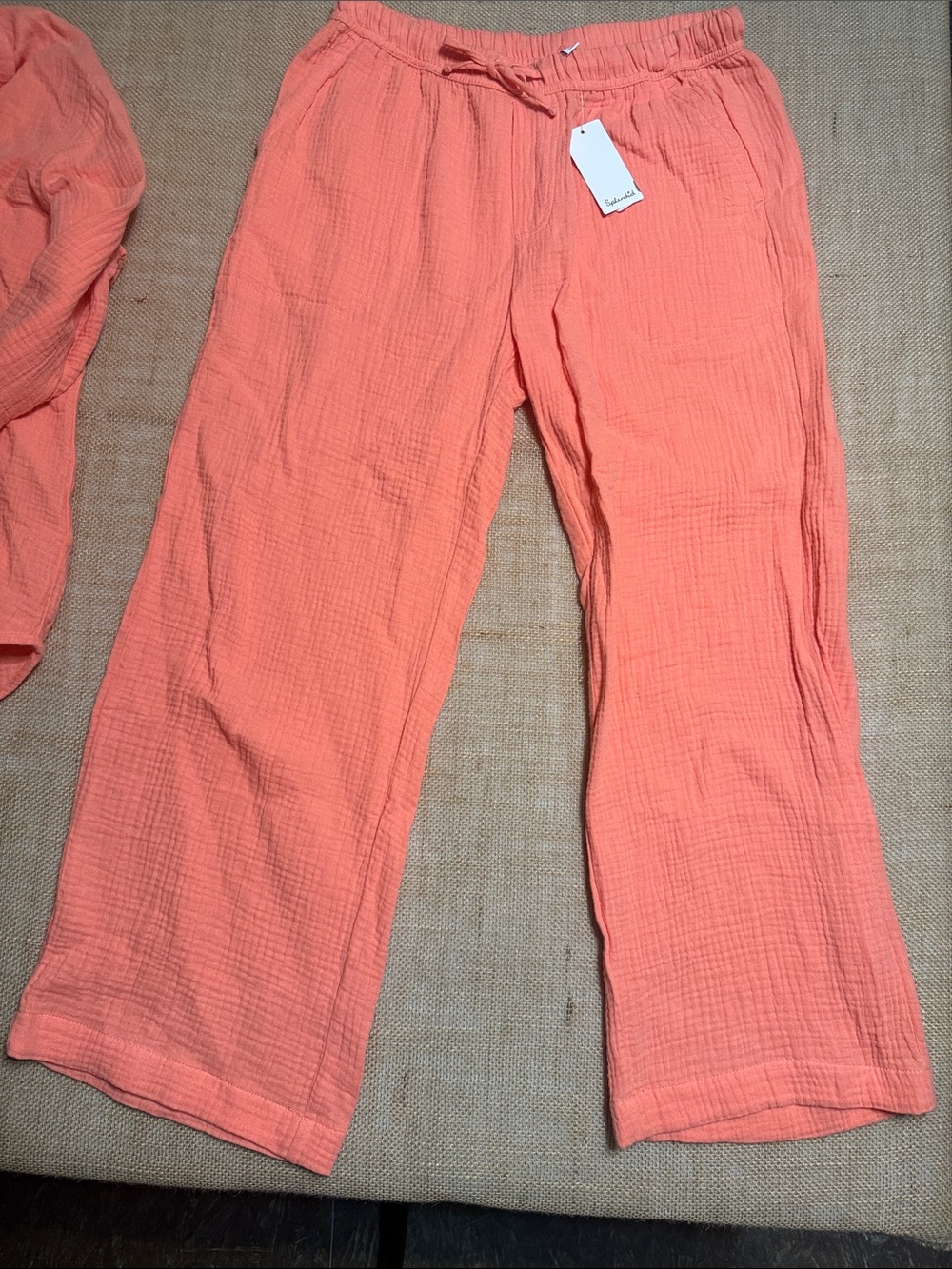 Splendid Coral Button-Up Top and Wide-Leg Pants Set - Picture 5 of 8